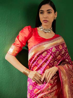 Purple bandhej art silk saree for fesrivals 3