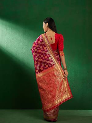 Purple bandhej art silk saree for fesrivals 4