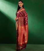 Purple bandhej art silk saree for fesrivals