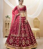Women's Red Art Silk Sequins with Foil & Zari Embroidered Lehenga Choli & Dupatta