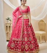 Women's Pink Art Silk Sequins with Foil & Zari Embroidered Lehenga Choli & Dupatta