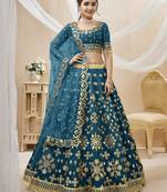 Women's Blue Art Silk Sequins with Foil & Zari Embroidered Lehenga Choli & Dupatta