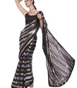 Black saree with metallic sequin stripes