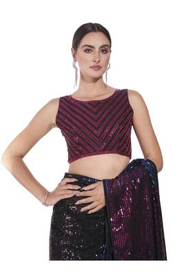 Black georgette party wear saree 4