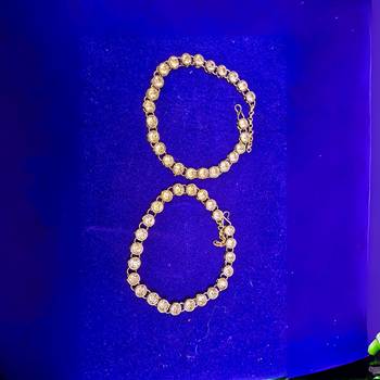 Size 11 inch adjustable brass golden stone stud anklet 1