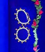 Size 11 inch adjustable brass white moti stud anklet