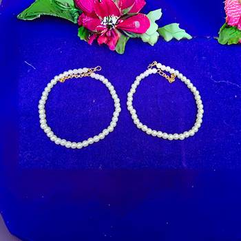 Size 11 inch adjustable moti white moti stud  anklet 2