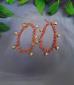Size 11 inch adjustable brass red stone stud anklet