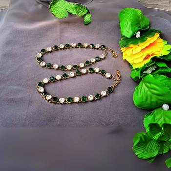 Size 11 inch adjustable brass multi stone stud anklet 2