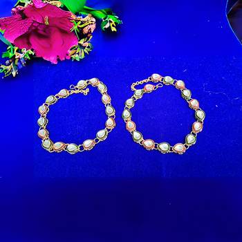 Size 11 inch adjustable brass multi kunden stud anklet 2