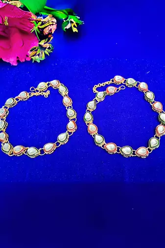 Size 11 inch adjustable brass multi kunden stud anklet