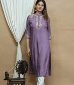 Yash gallery women's tubelight work straight kurta (purple)