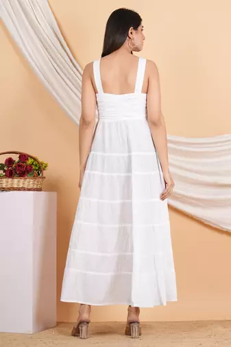women's white tiere dress(white)