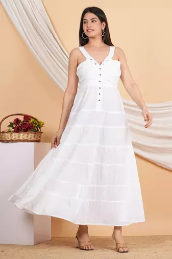 women's white tiere dress(white)