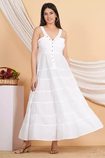 women's white tiere dress(white)