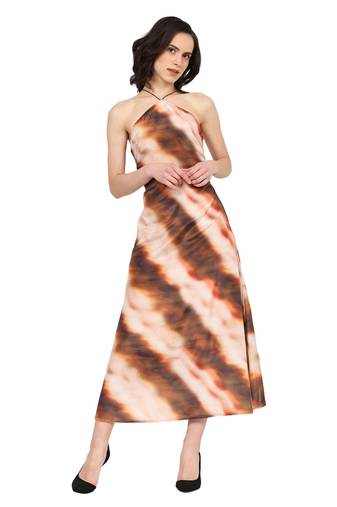 women's multi polyester tie & dye printed fitted dress (multi)