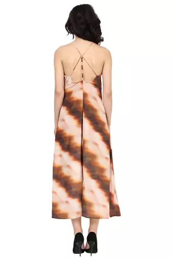 women's multi polyester tie & dye printed fitted dress (multi)