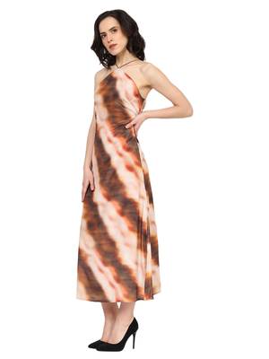women's multi polyester tie & dye printed fitted dress (multi) 3