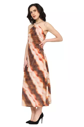 women's multi polyester tie & dye printed fitted dress (multi)