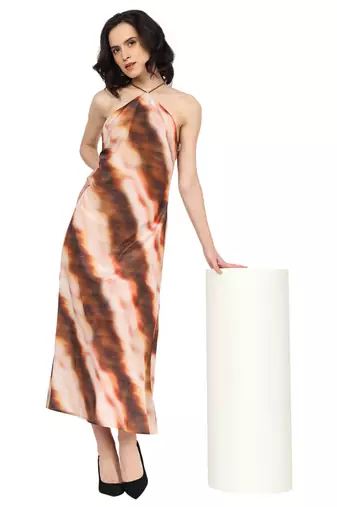 women's multi polyester tie & dye printed fitted dress (multi)