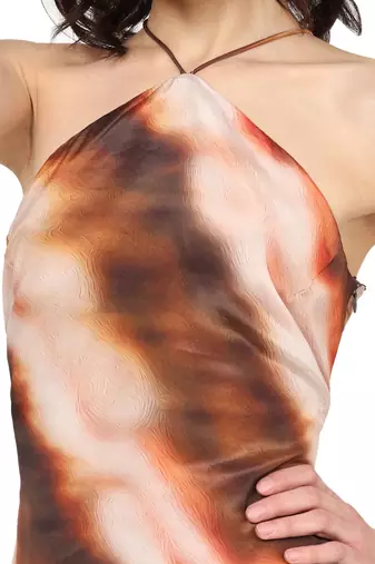 women's multi polyester tie & dye printed fitted dress (multi)