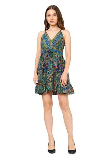 women's multi floral printed short dress (multi)