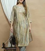 Yash gallery women's tubelight work tie-dye straight kurta with pant set (multi)