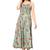 women's green floral smoking embroidered flared dress (green)