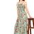 women's green floral smoking embroidered flared dress (green)