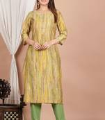 Yash gallery women's tubelight work tie-dye straight kurta with pant set (green)