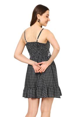women's black floral short dress(black) 2
