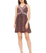 women's brown floral short dress(brown)