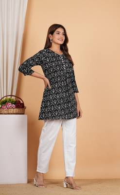  women's cotton floral printed short kurti 4