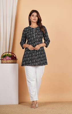  women's cotton floral printed short kurti 5