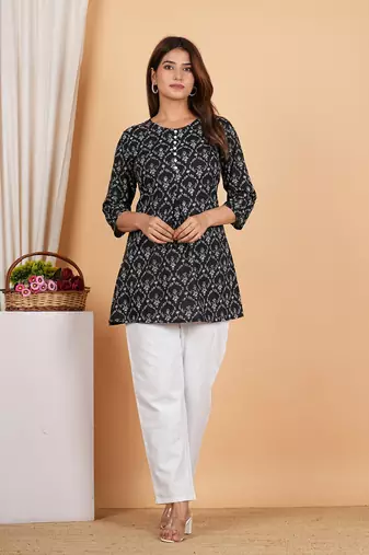  women's cotton floral printed short kurti