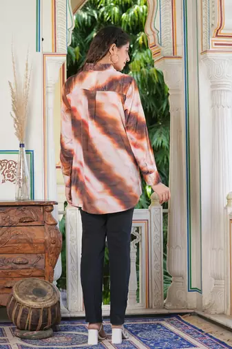 women's tie & dye printed up-down shirt (multi)