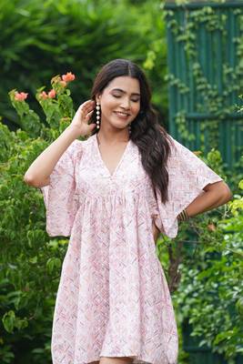Cotton schiffli printed women mini dress 4