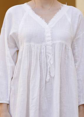Solid white cotton mini dress 4