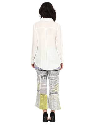 women's polyester multi newspaper print 3/4th sleeve co-ord set || top pant set (multi) 2
