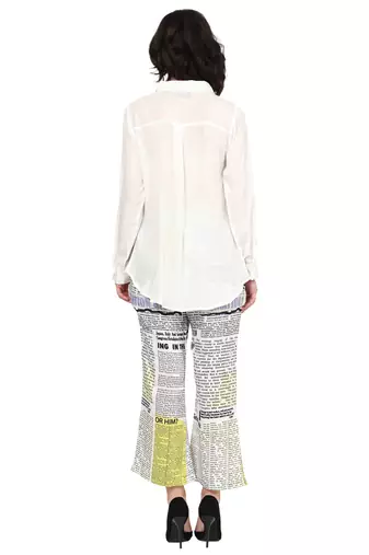 women's polyester multi newspaper print 3/4th sleeve co-ord set || top pant set (multi)