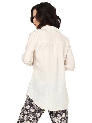women's white polyster floral placement printed 3/4th sleeve co-ord set || top pant set (white) 2