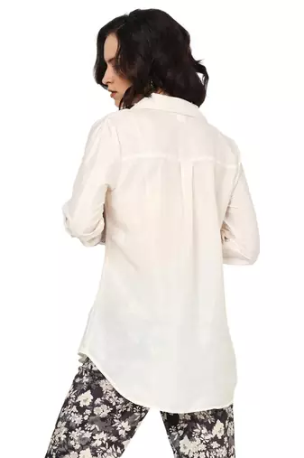 women's white polyster floral placement printed 3/4th sleeve co-ord set || top pant set (white)