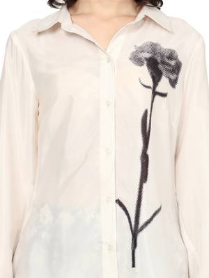 women's white polyster floral placement printed 3/4th sleeve co-ord set || top pant set (white) 5