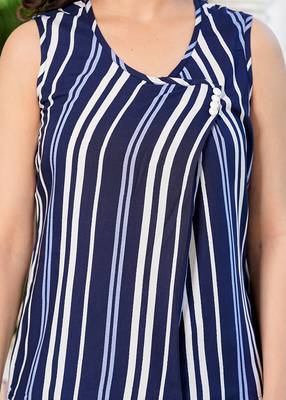 women's rayon waist length sleeveless v-neck regular fitted stripe printed top 5