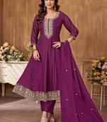 women's roman silk embroidered stitched salwar kameez dupatta set