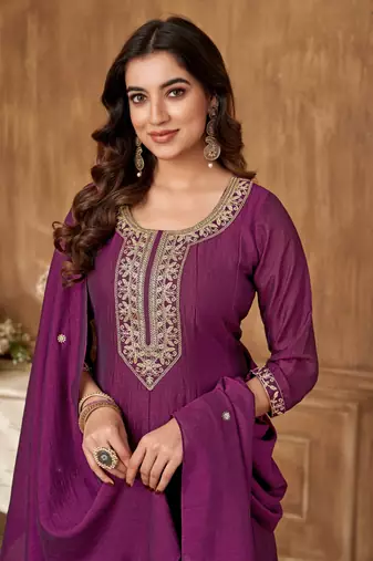 women's roman silk embroidered stitched salwar kameez dupatta set