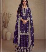 Purple sequins work silk salwar kameez