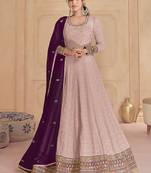 Pink sequins work faux georgette salwar kameez