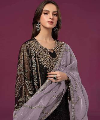 Black sequins work faux georgette salwar kameez 2