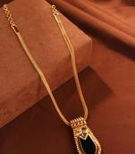 Regal Palakka Necklace with Green Pendant and Ruby Accents